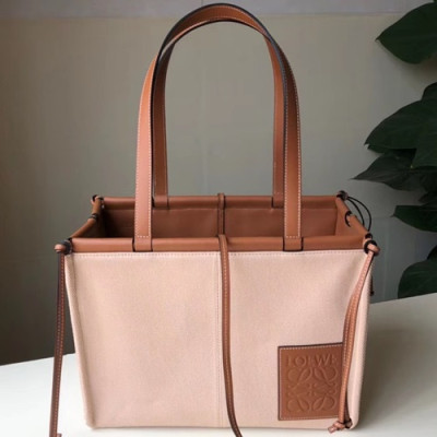 Loewe 2019 Canvas & Leather Tote Bag, 35CM - 로에베 2019 캔버스 & 레더 토트백 ,LOEB0358, 35CM, 연핑크