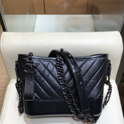 Chanel 2019 Gabrielle Hobo Leather Shoulder Bag ,20CM - 샤넬 2019 가브리엘 호보 레더 숄더백,CHAB1218,20CM,블랙