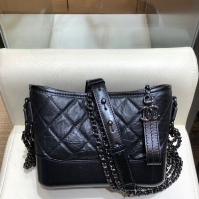 Chanel 2019 Gabrielle Hobo Leather Shoulder Bag ,20CM - 샤넬 2019 가브리엘 호보 레더 숄더백,CHAB1219,20CM,블랙