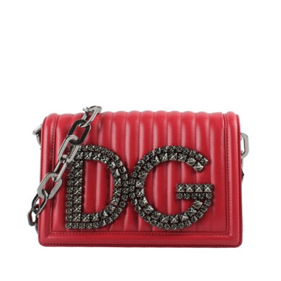 Dolce&Gabbana 2019 Leather Chain Cross Bag ,21CM - 돌체 앤 가바나 2019 레더 여성용 체인 크로스백 DGB0066,21cm,레드