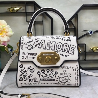 Dolce&Gabbana 2019 Leather Tote Shoulder Bag ,24CM - 돌체 앤 가바나 2019 레더 여성용 토트 숄더백 DGB0164,24cm,화이트