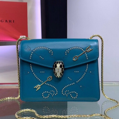 Bvlgari 2019 Serpenti Forever Chain Shoulder Bag,20CM - 불가리 2019 세르펜티 포에버 체인 숄더백,BVLB0142,20cm,블루