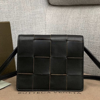 Bottega Veneta 2019 Leather Shoulder Bag,16cm - 보테가 베네타 2019 레더 여성용 숄더백 BVB0365,16cm,블랙