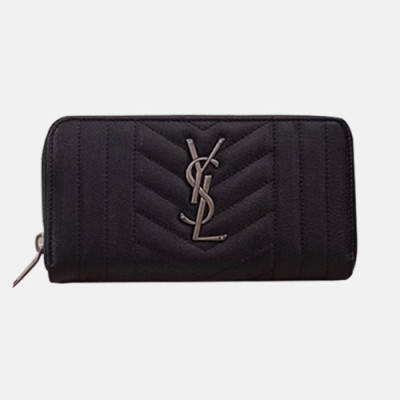 Saint Laurent 2019 Zip Round Wallet - 입생로랑 2019 남여공용 지퍼 라운드 장지갑 SLW0053.19cm,블랙