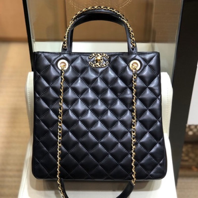 Chanel 2019 Leather Bucket Tote Shoulder Bag ,27CM - 샤넬 2019 레더 버킷 토트 숄더백  CHAB1236,27CM,블랙