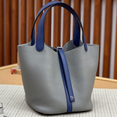 Hermes 2019 Picotin Lock Leather Tote Bag,18cm - 에르메스 2019 피코탄 락 레더 여성용 토트백 HERB0754, 18cm,그레이