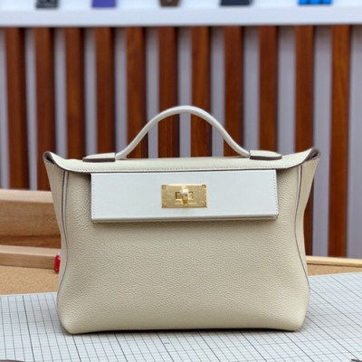 Hermes 2019 Kelly 2424 Togo Leather Tote Shoulder Bag ,29cm - 에르메스 2019 켈리 2424 토고 레더 여성용 토트 숄더백 HERB0774,29cm,화이트