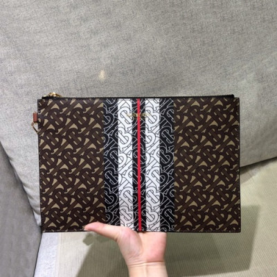 Burberry 2019 TB Canvas Clutch Bag , 30cm - 버버리 2019 TB 남여공용 캔버스 클러치백 ,BURB0405,30cm,브라운