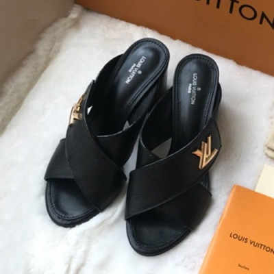 Louis Vuitton 2019 Ladies Leather Slipper - 루이비통 2019 여성용 레더 슬리퍼 LOUS0009.Size(225 - 245).블랙