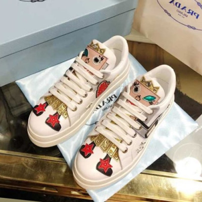 Prada 2019 Ladies Leather Sneakers - 프라다 2019 여성용 레더 스니커즈 PRAS0008.Size(225 - 250).화이트