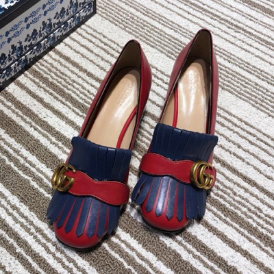 Gucci 2019 Ladies Middle-heel Leather Loafer - 구찌 2019 여성용 미들 힐 레더 로퍼 GUCS0043.Size(225 -  250).레드+네이비