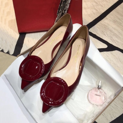 Gianvito Rossi 2019 Ladies Flat Shoes - 지안비토 로시 2019 여성용 레더 플랫 슈즈 GRS0008.Size(225 - 245).레드