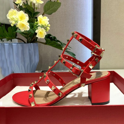 Valentino 2019 Ladies Middle Heel Sandal - 발렌티노 2019 여성용 미들 힐 샌들, VTS0014,Size(225 - 255),레드