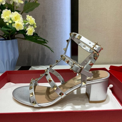 Valentino 2019 Ladies Middle Heel Sandal - 발렌티노 2019 여성용 미들 힐 샌들, VTS0015,Size(225 - 255),실버