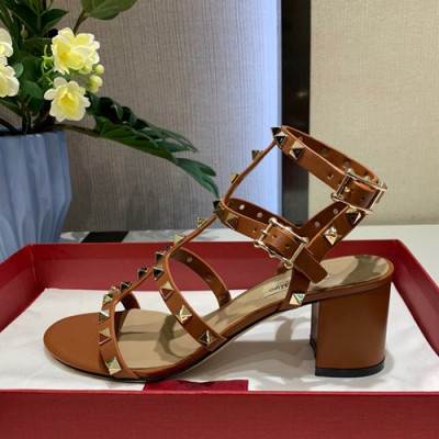 Valentino 2019 Ladies Middle Heel Sandal - 발렌티노 2019 여성용 미들 힐 샌들, VTS0017,Size(225 - 255),브라운