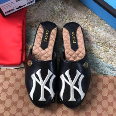 Gucci 2019 Ladies Yankees GG Steel Logo Slipper - 구찌 2019 여성용 양키스 GG 스틸 로고 슬리퍼 GUCS0057.Size(225 -  250).블랙