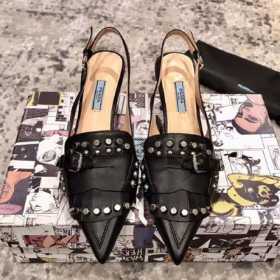 Prada 2019 Ladies Leather Middle Heel Slingback - 프라다 2019 여성용 레더 미들힐 슬링백 PRAS0013.Size(225 - 245).블랙