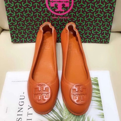 Tory  Burch 2019 Ladies Initial Logo Leather Ballet Flat Shoes - 토리버치 2019 여성용 이니셜 로고 레더 발렛 플랫 슈즈 TBS0007,Size(220 - 255),오렌지