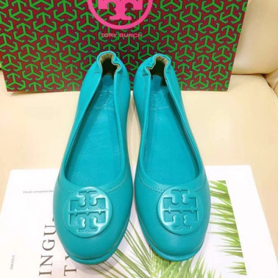 Tory  Burch 2019 Ladies Initial Logo Leather Ballet Flat Shoes - 토리버치 2019 여성용 이니셜 로고 레더 발렛 플랫 슈즈 TBS0013,Size(220 - 255),스카이블루