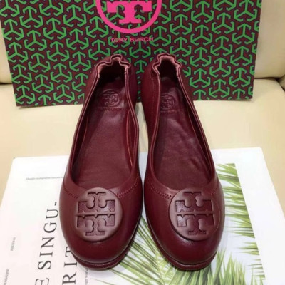 Tory  Burch 2019 Ladies Initial Logo Leather Ballet Flat Shoes - 토리버치 2019 여성용 이니셜 로고 레더 발렛 플랫 슈즈 TBS0015,Size(220 - 255),다크와인