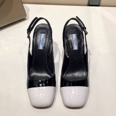 Prada 2019 Ladies Leather Middle Heel Slingback - 프라다 2019 여성용 레더 미들힐 슬링백 PRAS0017.Size(225 - 245).블랙