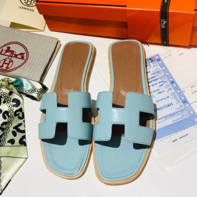 Hermes 2019 Ladies Oasis Leather Slipper - 에르메스 2019 여성용 오아시스 레더 슬리퍼 HERS0031,Size(225 - 245).연스카이블루