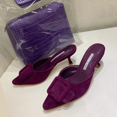 Monolo Blahnik 2019 Ladies Suede Middle Heel Slipper - 마놀로 블라닉 2019 여성용 스웨이드 미들힐 슬리퍼,MONS0018.Size(225 - 250),퍼플