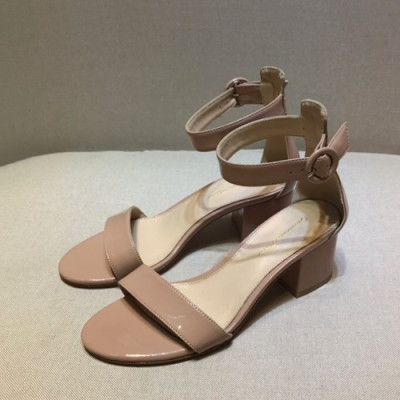 Gianvito Rossi 2019 Ladies Leather Middle Heel Sandal - 지안비토 로시 2019 여성용 레더 미들힐 샌들 GRS0018.Size(225 - 245).누드