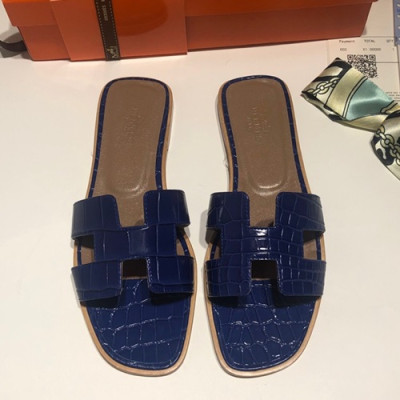 Hermes 2019 Ladies Oasis Leather Slipper - 에르메스 2019 여성용 오아시스 레더 슬리퍼 HERS0060,Size(225 - 245).블루