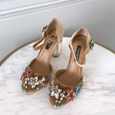 Dolce&Gabbana  2019 Ladies Velvet High Heel Slingback - 돌체앤가바나 2019 여성용 벨벳 하이힐 슬링백, DGS0020.Size(220 -  255).카멜베이지