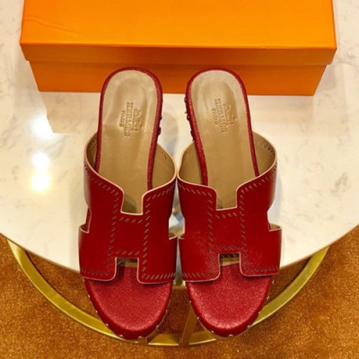 Hermes 2019 Ladies Oasis Leather Wedge Slipper - 에르메스 2019 여성용 오아시스 레더 웨지 슬리퍼 HERS0075,Size(220 - 250).레드