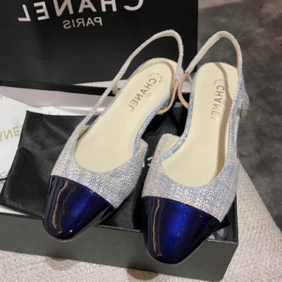 Chanel 2019 Ladies Tweed Sling Back - 샤넬 2019 여성용 트위드 슬링백 CHAS0196.Size(225 - 245).연블루