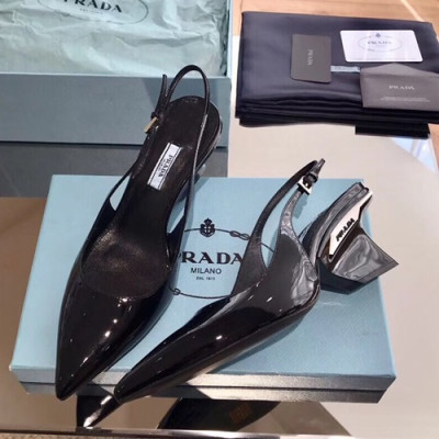 Prada 2019 Ladies Leather Middle Heel Slingback - 프라다 2019 여성용 레더 미들힐 슬링백 PRAS0033.Size(225 - 245).블랙