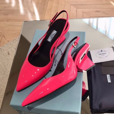 Prada 2019 Ladies Leather Middle Heel Slingback - 프라다 2019 여성용 레더 미들힐 슬링백 PRAS0035.Size(225 - 245).핑크