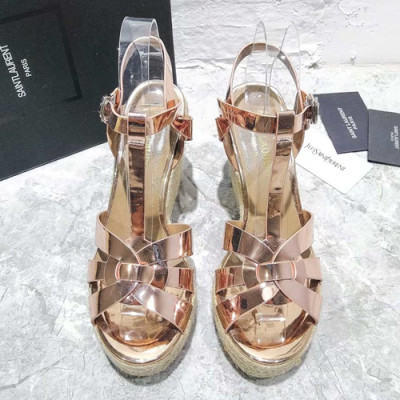 Saint Laurent 2019 Ladies Wedge High Heel Sandal - 입생로랑 2019 여성용 웨지 하이힐 샌들,SLS0036.Size(220 - 245).로즈골드