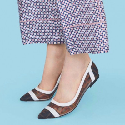 Fendi 2019 Ladies Flat Shoes - 펜디 2019 여성용 플랫슈즈,FENS0011,Size(225 -  245),브라운+화이트