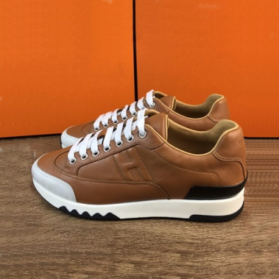 [매장판]Hermes 2019 Mens Leather Sneakers - 에르메스 2019 남성용 레더 스니커즈 HERS0111.Size(240 - 270).연브라운