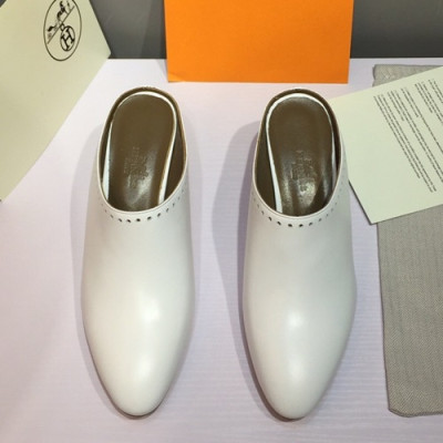 Hermes 2019 Ladies Leather Middle Heel Bloafer- 에르메스 2019 여성용 레더 미들힐 블로퍼 HERS0115,Size(225 - 250).화이트