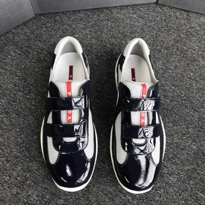 Prada 2019 Mens Leather Sneakers - 프라다 2019 남성용 레더 스니커즈 PRAS0086,Size(245 - 265).화이트+블랙