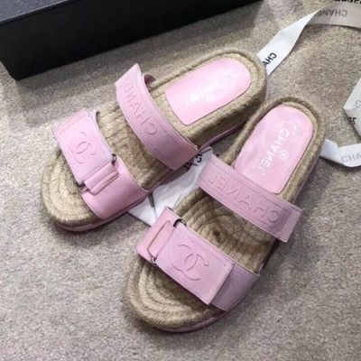 Chanel 2019 Ladies Leather Slipper - 샤넬 2019 여성용 레더 슬리퍼 CHAS0247.Size(225 - 250),연핑크