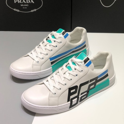 Prada 2019 Mens Leather Sneakers - 프라다 2019 남성용 레더 스니커즈 PRAS0095,Size(245 - 265).화이트