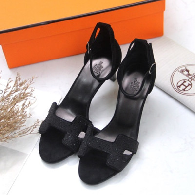 Hermes 2019 Ladies Suede High Heel Sandal - 에르메스 2019 여성용 스웨이드 하이힐 샌들 HERS0154,Size(225-250).블랙