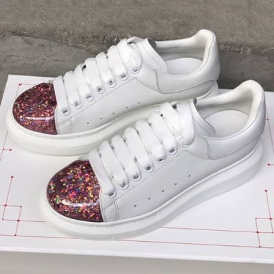 Alexander McQueen 2019 Ladies Leather Sneakers - 알렉산더맥퀸 2019 여성용 레더 스니커즈 AMQS0058.Size(225 - 245).화이트+핑크