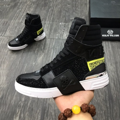 Philipp plein 2019 Mens Leather Sneakers  - 필립플레인 2019 남성용 레더 스니커즈 PPS0015,Size(240 - 275).블랙