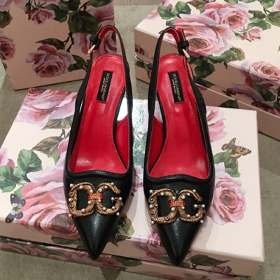 Dolce&Gabbana  2019 Ladies Leather Middle Heel Slingback - 돌체앤가바나 2019 여성용 레더 미들힐 슬링백, DGS0038.Size(220 -  250).블랙