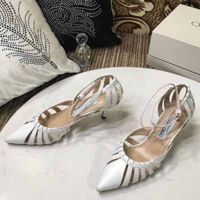 Jimmy Choo 2019 Ladies Leather Middle Heel Sandal Slingback - 지미츄 2019 여성용 레더 미들힐 샌들 슬링백, JIMS0064.Size(225 - 245).화이트