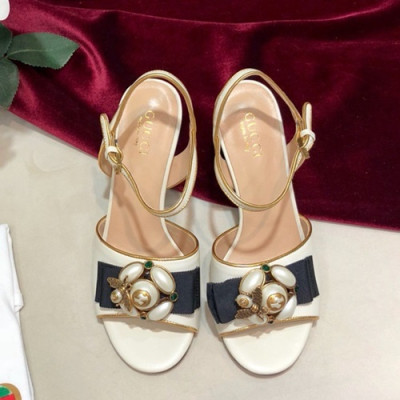 Gucci 2019 Ladies Leather High Heel Sandal - 구찌 2019 여성용 레더 하이힐 샌들, GUCS0237.Size(225 -  250).화이트