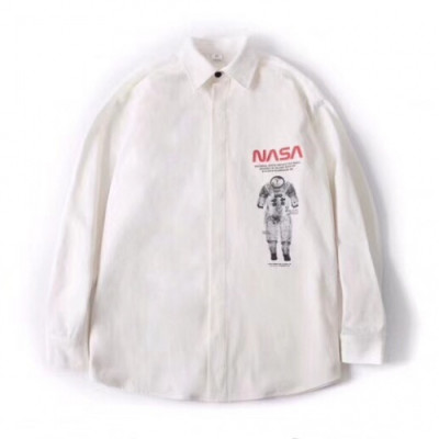 Off white x Nasa 2019 Mens Basic Logo Cotton Check Shirt - 오프화이트 x 나사 남성 베이직 로고 코튼 체크셔츠 Off0123x.Size(m - xl).화이트