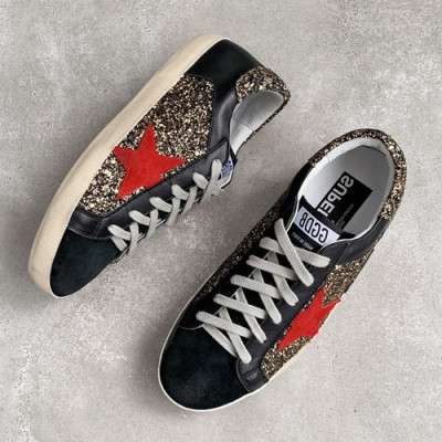 Golden Goose 2019 Ladies Leather Sneakers - 골든구스 2019 여성용 레더 스니커즈,GGDBS0004.Size (225 - 245).블랙+골드(레드)