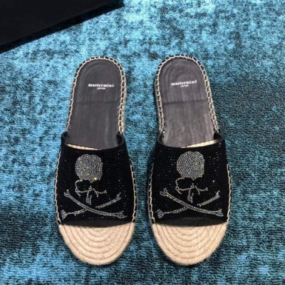 Master Mind Japan 2019 Mens Leather Slipper - 마스터마인드 재팬 2019 남성용 레더 슬리퍼 MMJS0004.Size(240 - 270).블랙